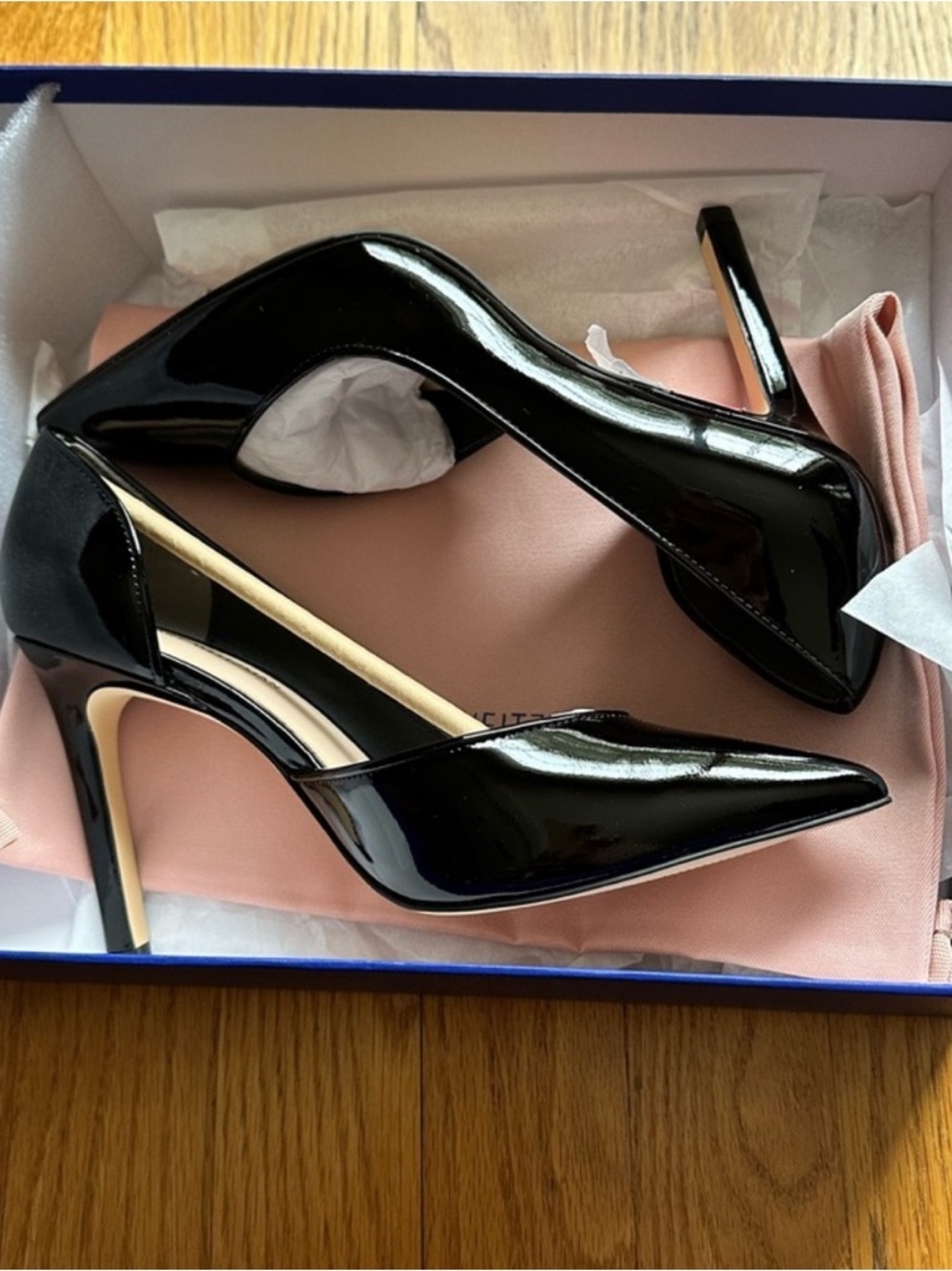 NWT Stuart Weitzman Black Patent Avenue 95 Pointed Heels Sz 6.5 - Picture 6 of 7